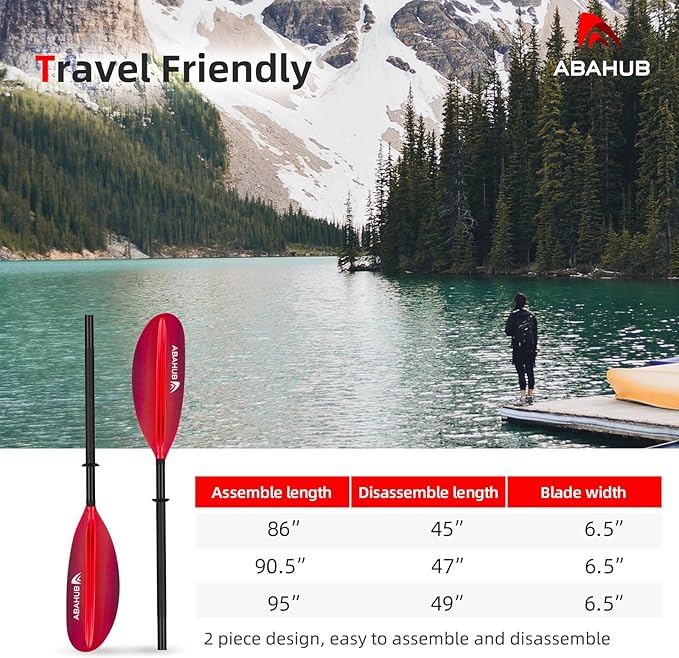 Abahub Kayak Paddle, 90.5 Inches Kayaking Oars for Boating, Canoeing with Free Paddle Leash, Aluminum Alloy Shaft Black/Blue/Green/Orange/Yellow Plastic Blades-StrideForce Fitness