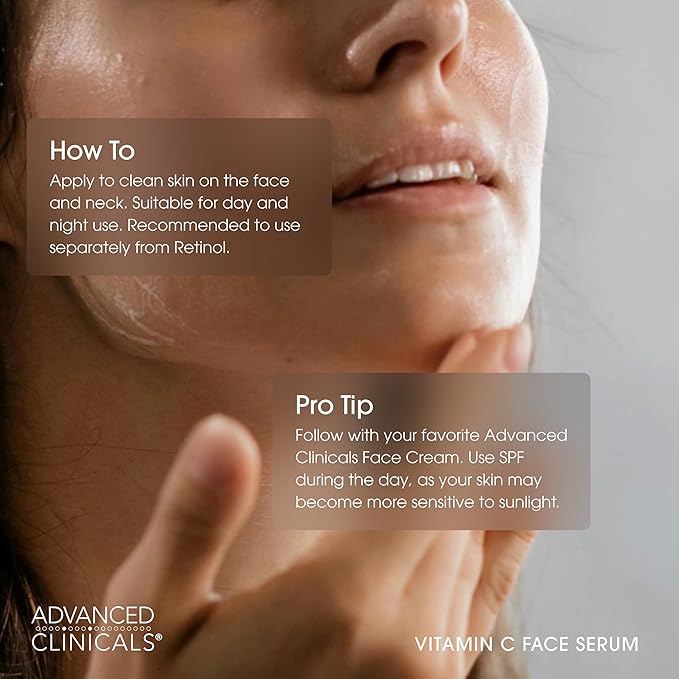 Advanced Clinicals Vitamin C Cream + Vitamin C Serum 2PC Skincare Set | Brightening Body Lotion & Facial Serum For Women & Men Helps Diminish Appearance Of Dark Spots, Wrinkles, & Uneven Skin Tone-StrideForce Fitness