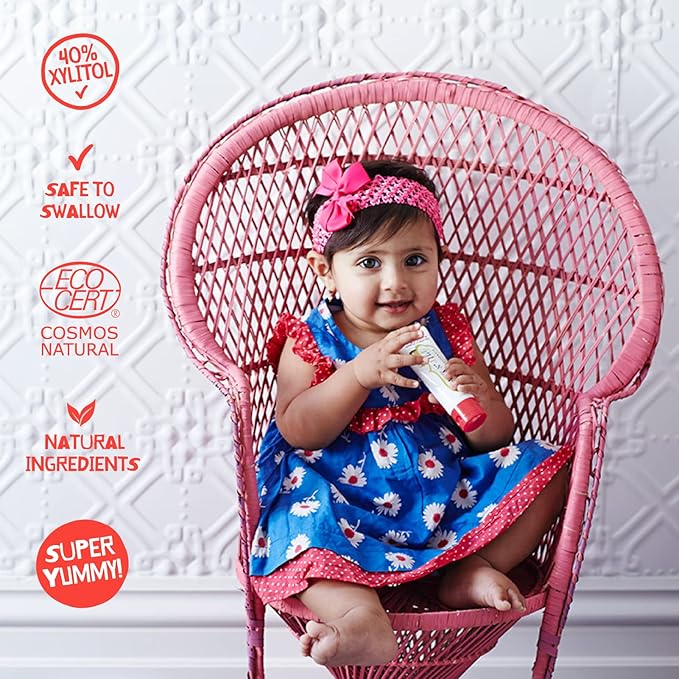 Jack N' Jill Natural Toothpaste for Baby and Infants - Fluoride Free Training Toothpaste, 40% Xylitol, BPA Free - Blueberry, 1.76 oz (Pack of 2)