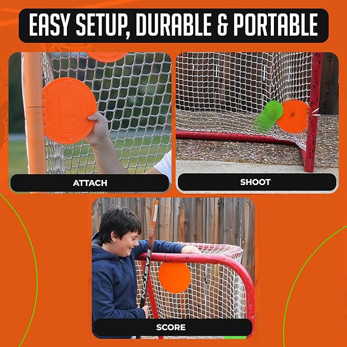 Combo Bundle of Durable Magnetic Lacrosse Goal Targets/Hockey Targets with 4 Pearl Lacrosse LT Textured Balls and 4 Tethers| Lacrosse Net Goalie Targets-StrideForce Fitness
