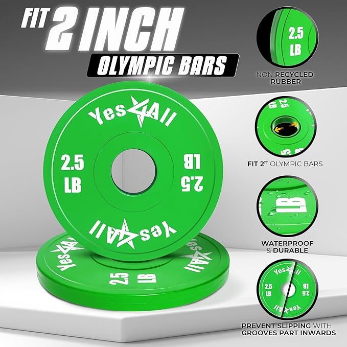 Yes4All Fractional Weight Plates Set, Available In Steel And Rubber, Set of 2/4/6 Plates in 1.25LB, 2.5LB, or 5LB Sizes, Micro Change Plates for Dumbbell and Olympic Barbell Weightlifting-StrideForce Fitness