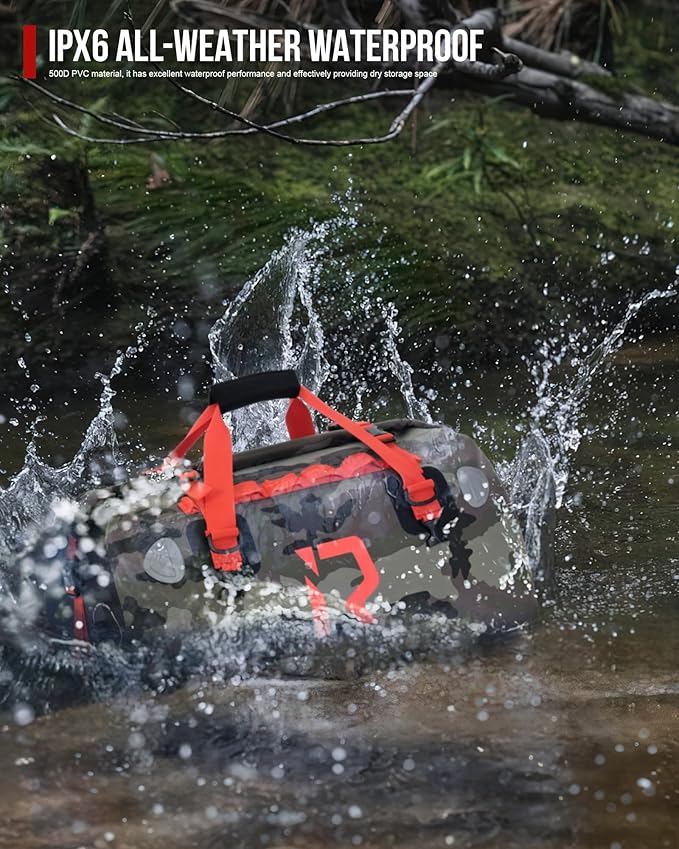 BORLENI Waterproof Motorcycle Dry Duffel Bag Luggage Tail Bag with Large Storage Space,Roll Top Closure, Shoulder Straps, Inner Pocket and Mesh Pocket for Motorcycling Travel Camping(Camouflage,70L)-StrideForce Fitness