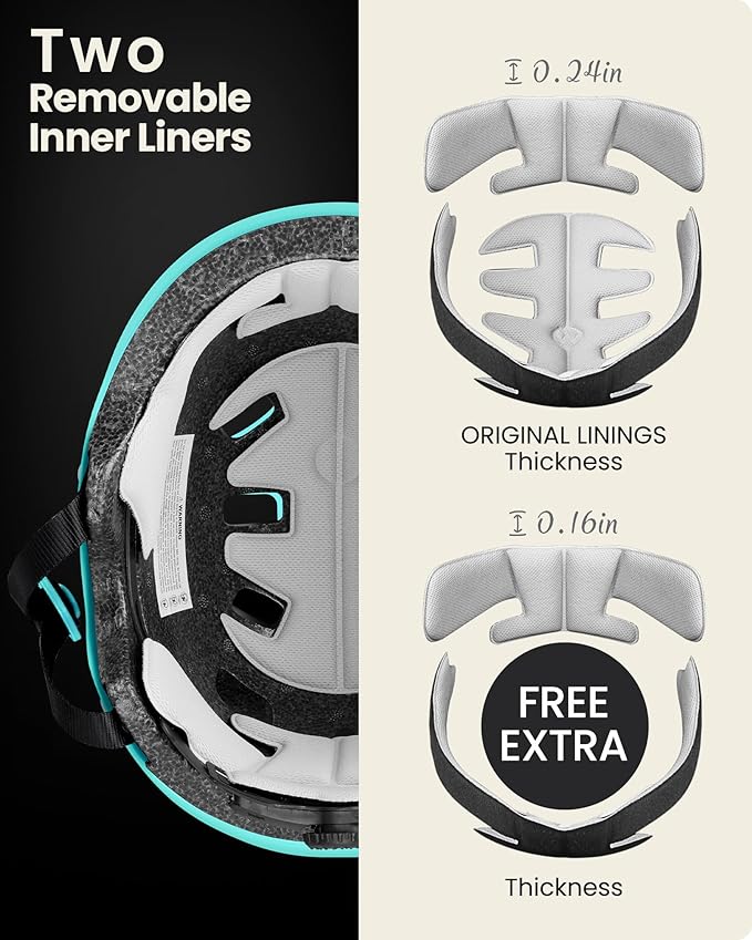 OutdoorMaster Skateboard Cycling Helmet - Two Removable Liners Ventilation Multi-Sport Scooter Roller Skate Inline Skating Rollerblading for Kids, Youth & Adults-StrideForce Fitness