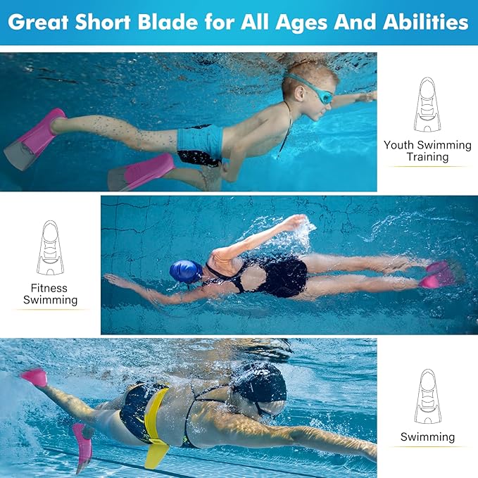 Gintenco Swim Fins, Kids Swim Training Fins for Lap Swimming, Travel Size Flippers with Mesh Bag, Silicone Swimming Fins for Kids Teens Adults Women Men-StrideForce Fitness