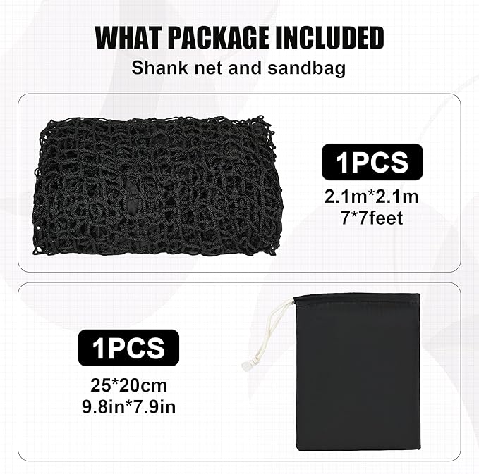 1/2PCS Golf Shank Net Attachment for Golf Hitting Nets with Sandbag, 7 * 7FT/7 * 10FT Golf Barrier Side Net,Golf Practice Hitting Net Barrier Net for Golf, Baseball, Hockey, Soccer (Black/Red-StrideForce Fitness