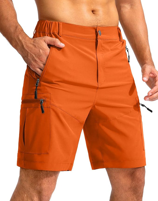 Pudolla Men's Hiking Cargo Shorts 9" Lightweight Outdoor Work Shorts for Men Travel Golf Camping Casual with 5 Zipper Pockets-StrideForce Fitness