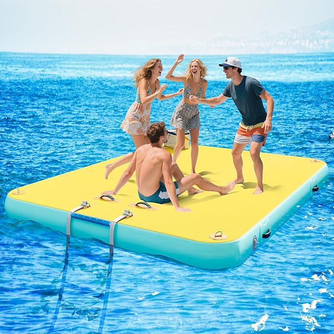 Specraft Inflatable Floating Dock, Non-Slip Air Dock Platform loating Island Raft with Rope Ladder for Pool Lake Beach Ocean-StrideForce Fitness