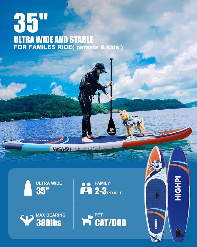Highpi Inflatable Stand Up Paddle Board for Youth and Adults – Wide Sup with Premium Accessories, Blow Up Paddleboard for Surfing, Fishing, Yoga & More-StrideForce Fitness