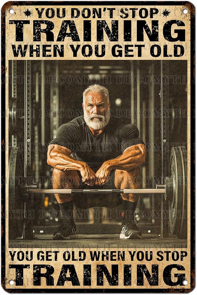Vintage Gym Training Metal Tin Sign You Don’t Stop Training When You Get Old Wall Art Decor For Bodybuilder Funny Wall Art Home Kitchen Gym Boxing Club Fitness 12 * 8inch-StrideForce Fitness