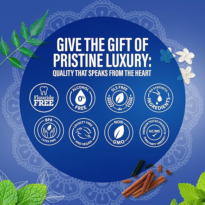 GuruNanda Gum Hygiene Makeover Kit with Ashwagandha & Cocomint (Travel Size) Oil Pulling, Neem Toothpaste, Breath Harmonizer Mouthwash, 2-in-1 Floss Picks & Whitening Toothbrushes