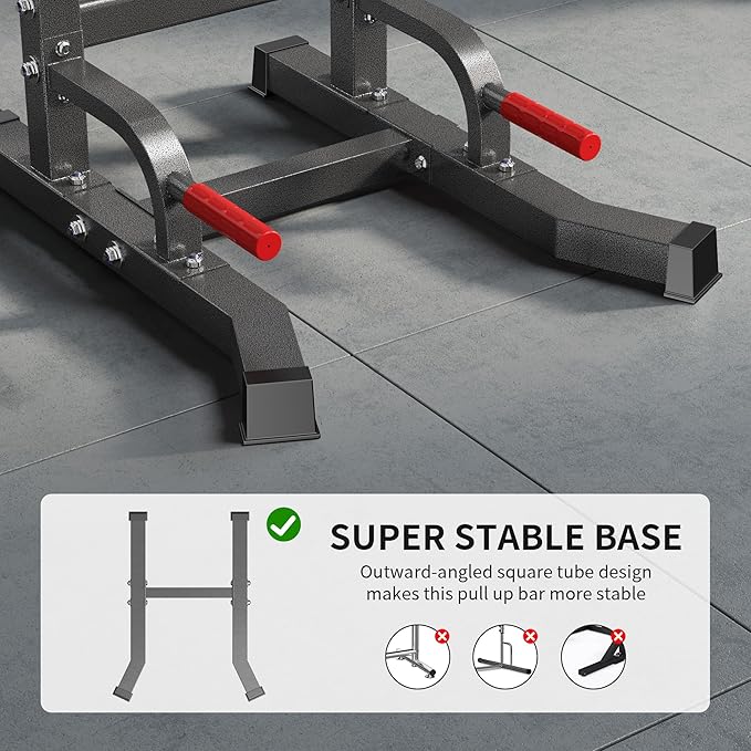 sogesfurniture Adjustable Dip Stands Assistive Trainer for Home Gym - 10-Level Height Wall-Saving Pull Up Bar, Dual Training Stands for Dip Push Up & Core Workout, Heavy Duty Steel Frame-StrideForce Fitness