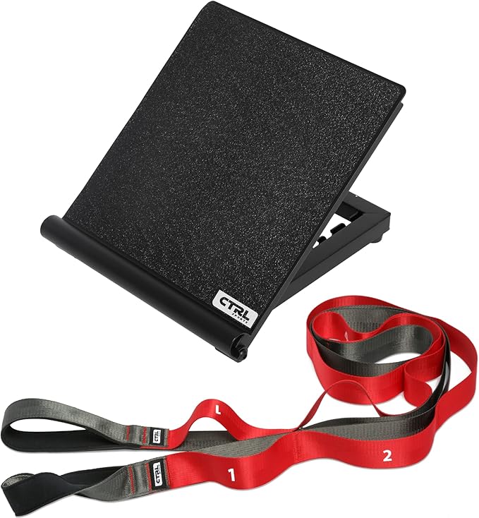 Stretching Strap with Loops - Non Elastic Stretch Band for Physical Therapy, Yoga Strap for Stretching Equipment, Stretch Bands for Exercise and Flexibility - Fascia, Hamstring & Leg Stretcher Belt-StrideForce Fitness