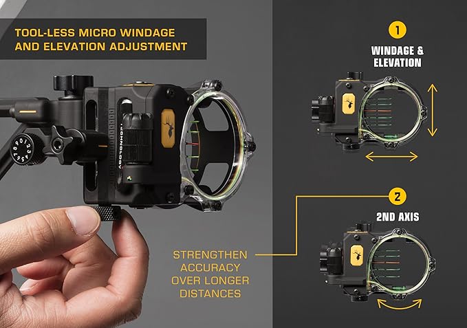 Trophy Ridge React H5 Bow Sight - 5 Pin Sight, Tool Less Windage and Elevation Adustability, 2nd Axis Leveling, Adjustable Click Light-StrideForce Fitness