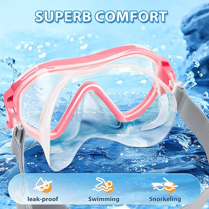 Supertrip Adult Swim Goggles Swimming Goggles with Nose Cover Elastic Fabric Strap Tempered Glass Snorkeling Gear for Adults-StrideForce Fitness