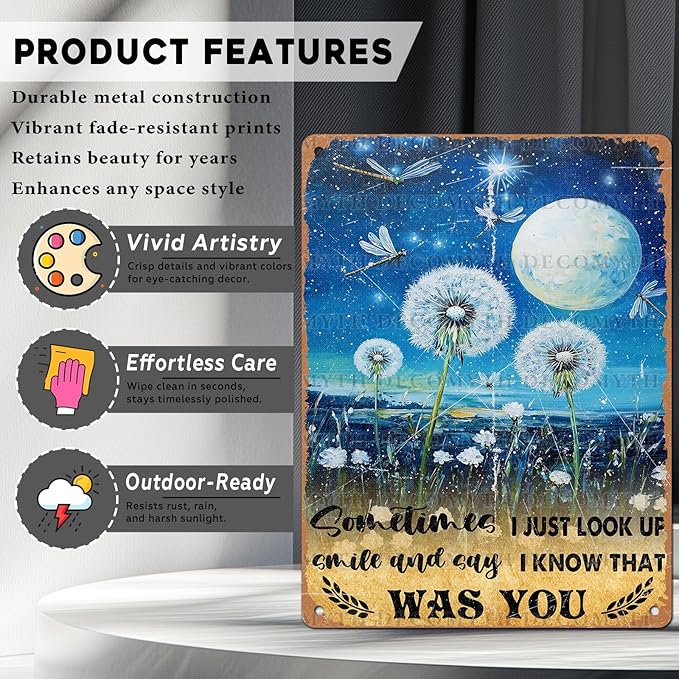 Vintage Dragonfly Tin Sign Sometimes I Just Look Up Smile and Say I Know That was You Retro Metal Poster Funny Wall Art Cafe Office Bar Plub Club Toilet Farm Room Garden Plaque 12 * 16inch-StrideForce Fitness