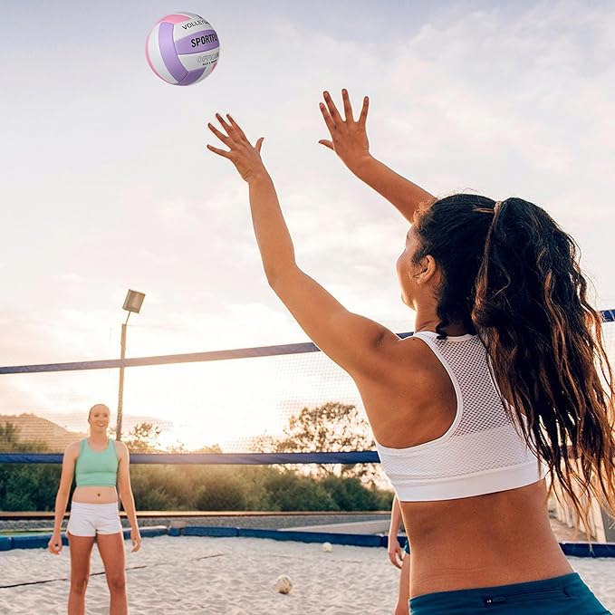 Official Size 5 Volleyball, Soft Indoor Outdoor Volleyball for Game Gym Training Beach Play, 2 Pcs Per Pack with Pump Kit-StrideForce Fitness