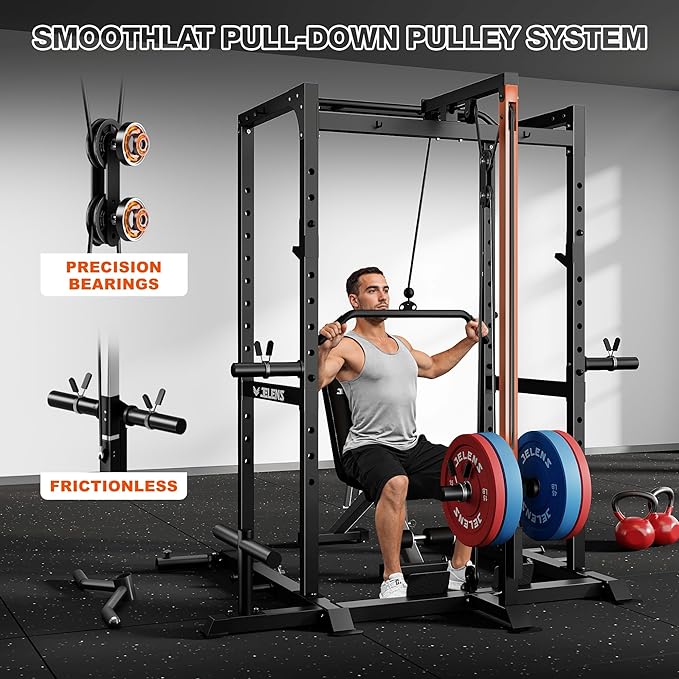 S21 Power Cage, Multi-Function Power Rack with Adjustable Cable Crossover System, 2000LBS Squat Rack for Home Gym with More Training Attachments-StrideForce Fitness