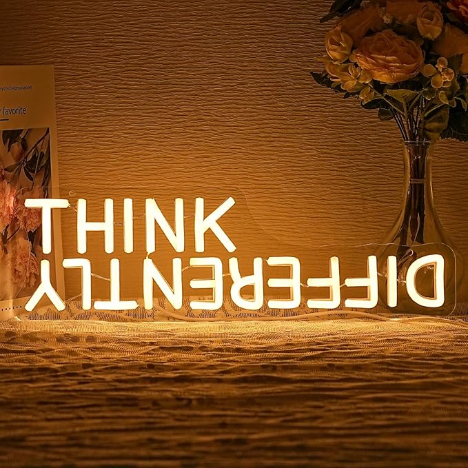 Think Differently Neon Sign for Wall Decor Letter Neon Light Classroom LED Neon Signs Classroom LED Neon Light for Classroom Office Study Room Library Bedroom Decoration-StrideForce Fitness
