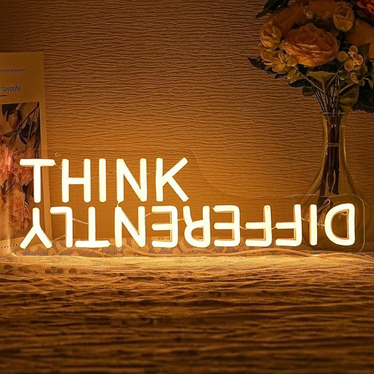 Think Differently Neon Sign for Wall Decor Letter Neon Light Classroom LED Neon Signs Classroom LED Neon Light for Classroom Office Study Room Library Bedroom Decoration-StrideForce Fitness