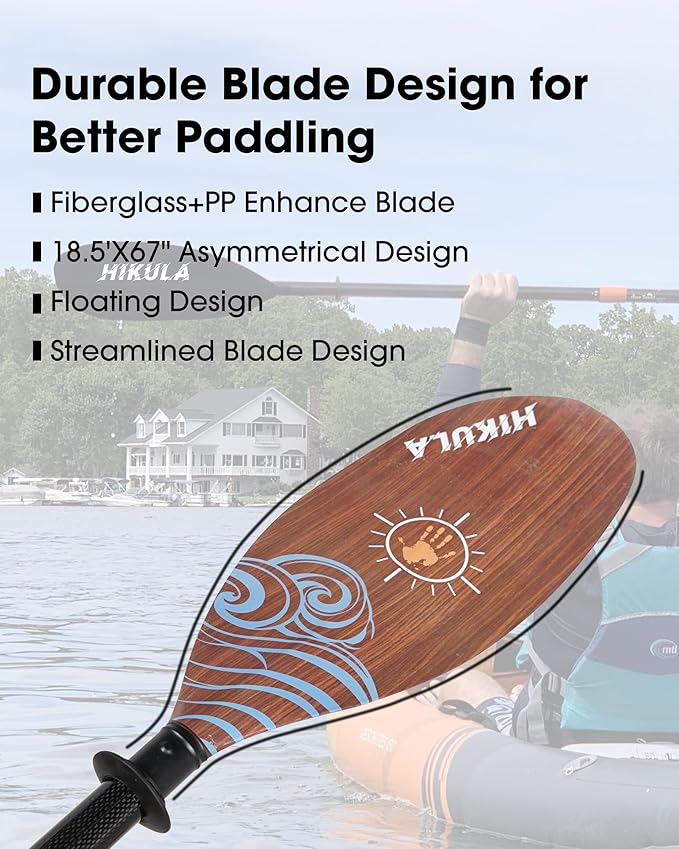 Adjustable Kayak Paddle with Carbon Shaft and PP Blade Available in 220-230/220-240/230-250cm Floating Lightweight Kayak Oars with Original Pattern-StrideForce Fitness