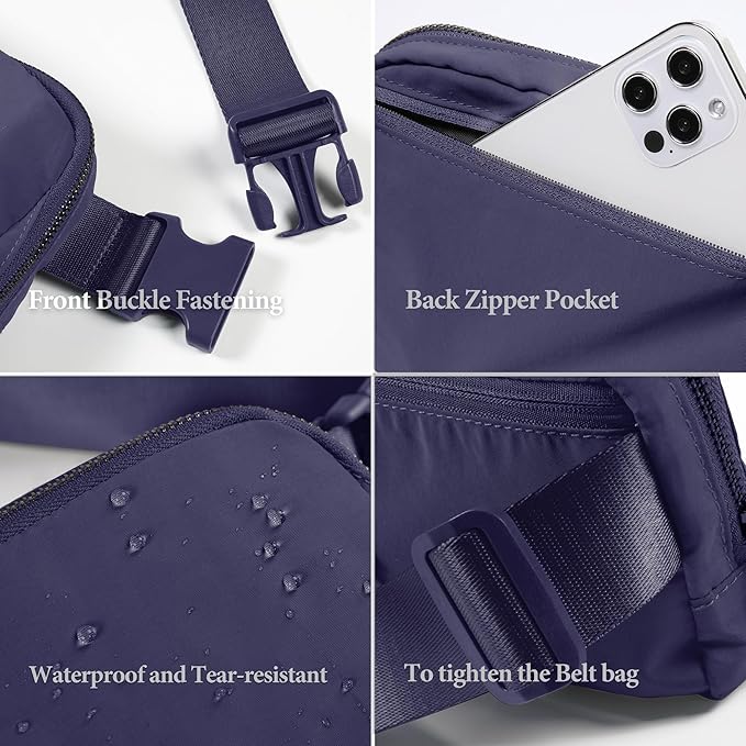 ODODOS Unisex Mini Belt Bag with Adjustable Strap Small Fanny Pack for Workout Running Traveling Hiking, Purple Reign-StrideForce Fitness