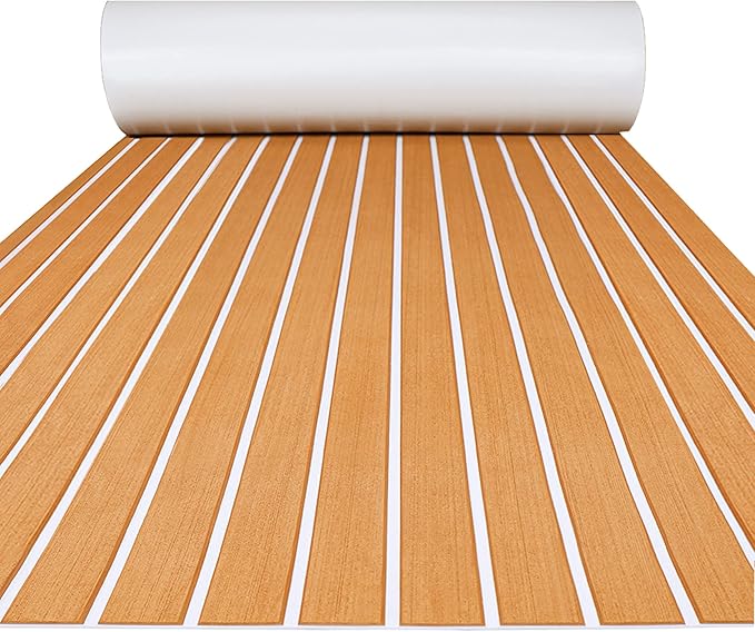 FOCEAN Boat Flooring EVA Foam Boat Decking Faux Teak Marine Flooring Boat Mat Boat Carpet Sheet for Motorboat RV Yacht Kayak Surfboard, 94.5"x 47.2"/35.4"/23.6"/15.7"-StrideForce Fitness