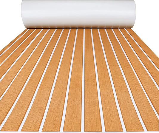 FOCEAN Boat Flooring EVA Foam Boat Decking Faux Teak Marine Flooring Boat Mat Boat Carpet Sheet for Motorboat RV Yacht Kayak Surfboard, 94.5"x 47.2"/35.4"/23.6"/15.7"-StrideForce Fitness