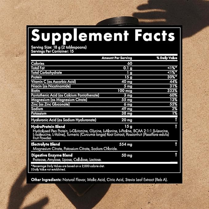 WelleCo HydroProtein Elixir, Potassium Electrolyte Powder with 15g Vegan Protein for Energy, Healthy Hair, Skin & Nails, Easy to Digest Powdered Electrolytes, Passionfruit, 9.5oz Jar-StrideForce Fitness