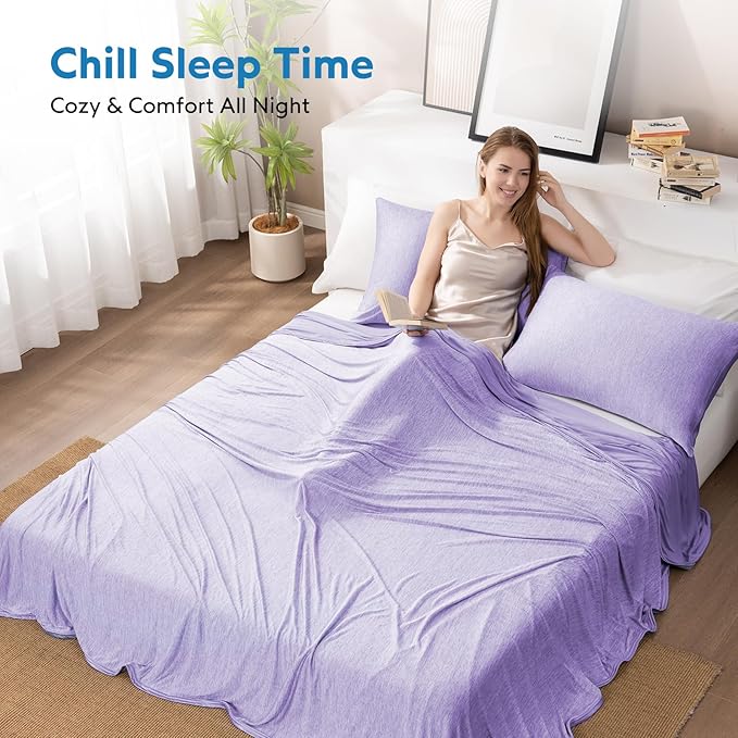 HOMFINE Cooling Blankets for Hot Sleepers - Summer Blanket Thin Lightweight Breathable Soft Double Side Enhanced Cooling for Bed Couch Sofa, Keep Cool for Night Sweats (Purple, 108 x 90 inches)-StrideForce Fitness