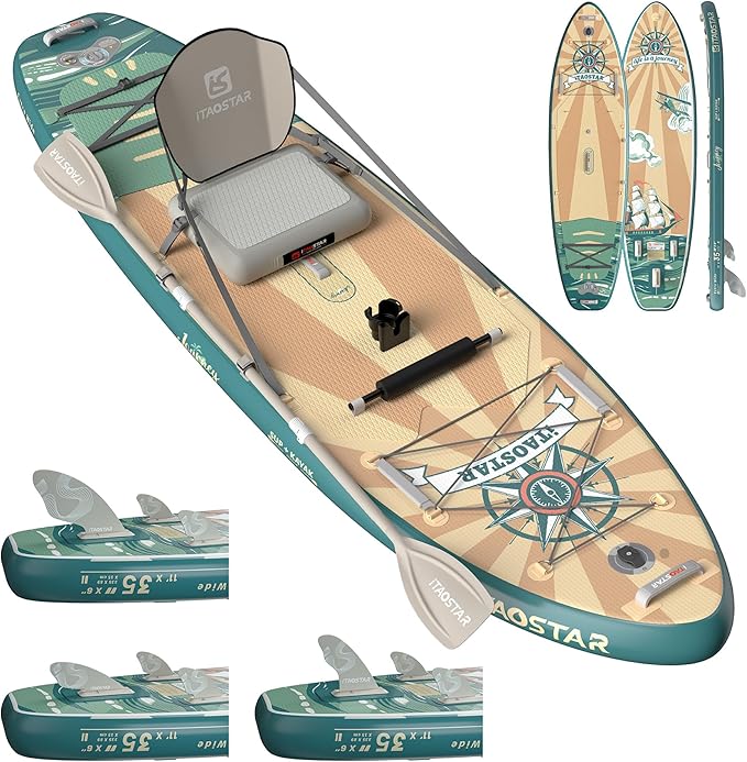 Journey 11'6" / 11'×34" / 11'×35" Extra Wide Paddle Board, One-Stop Premium SUP Board Accessories, Tailored Fins, Stable Inflatable Stand Up Paddle Boards for Youth/Adults of All Skill Levels-StrideForce Fitness