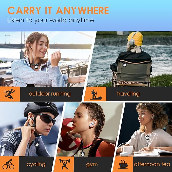 Clip MP3 Player: Bluetooth 5.3, Earphones Included, 15 Hours Battery Mini Music Player, 1000+ Songs Storage, No Phone Needed, Portable Music Players for Sports, Reading, Learning (64GB-Black)-StrideForce Fitness