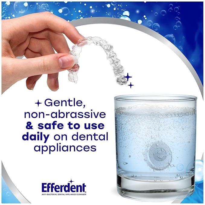 Efferdent Denture Cleaner Tablets – Deep Clean Brightening for Dental Appliances, Aligners, Mouth Guard, and Retainer Cleaner Tablets, Complete Clean, 126 Count