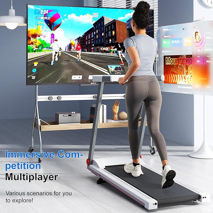 Treadmill with 5% Incline, 300lbs Capacity Folding 15 HP Small Treadmills for Home Portable Running Treadmill with Handles Quiet Brushless Dual Cushion System, Electric Compact Treadmil-StrideForce Fitness