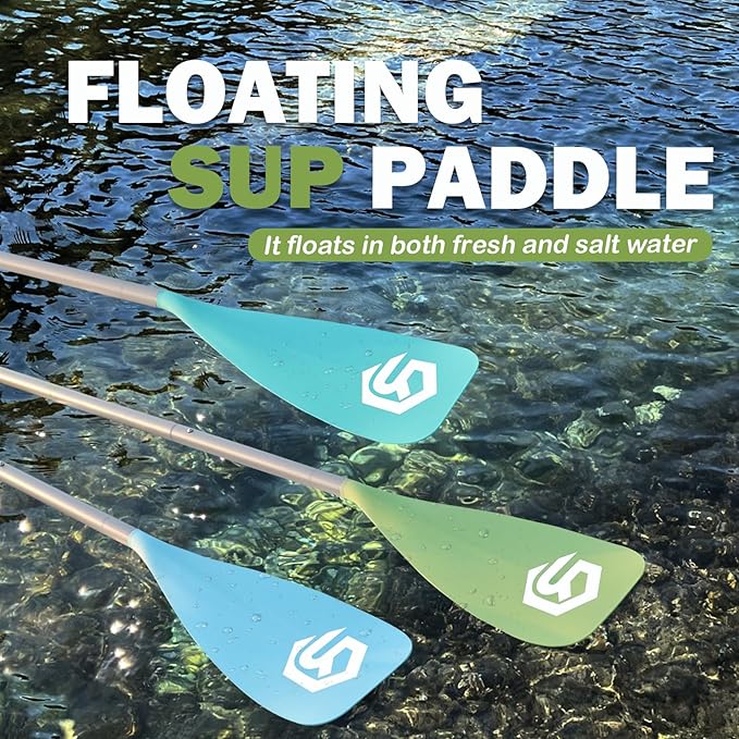 SUP Paddle - Paddle Board Paddle 4 Piece Stand Up Paddleboard Paddles Lightweight Floating Kayak Paddle - Light Blue - Lake Green - Light Green-StrideForce Fitness