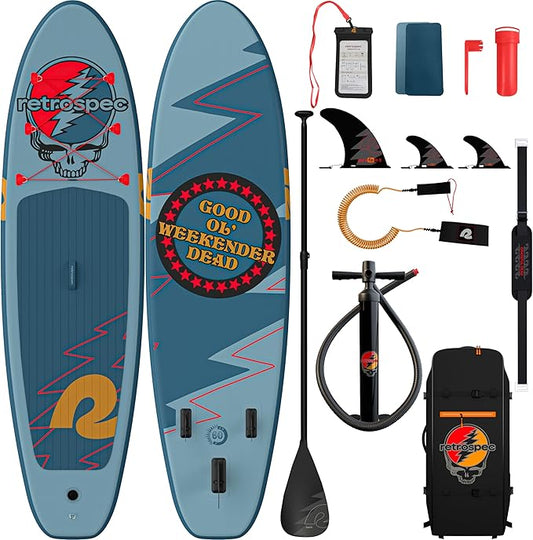 Retrospec Weekender Inflatable Stand Up Paddle Board Includes Paddle, Pump, and Accessories 10’6” Lightweight iSUP, Puncture Resistant Inflatable Paddle Board for Adults-StrideForce Fitness