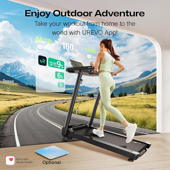 UREVO Treadmill with Desk Workstation, Walking Pad Treadmills for Home Office, Under Desk Compact Design Treadmill with HIIT Programs, Remote Control, LED Display-StrideForce Fitness