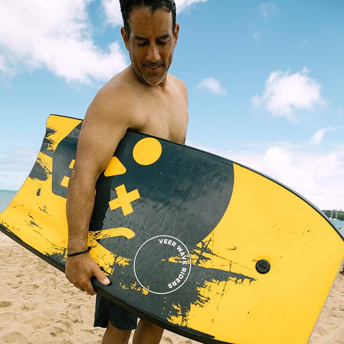 Veer Body Board - High Performance Adult or Child Sized Boogie Board - Bodyboard for Adults, Kids, Boys and Girls - Includes Premium Neoprene Tether with Two-Way Rotation-StrideForce Fitness