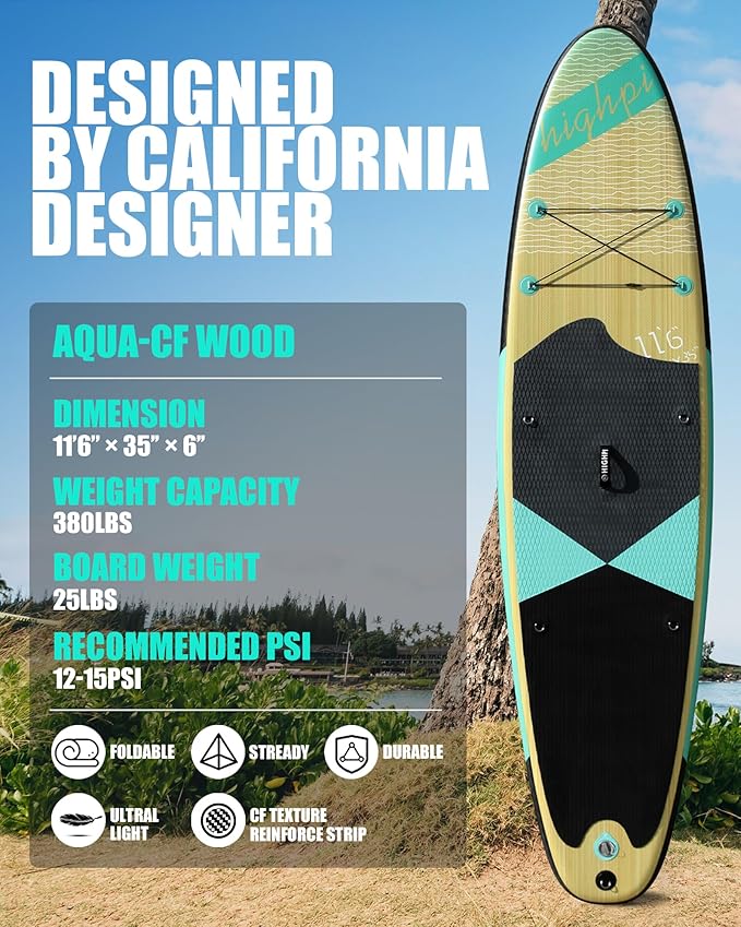 Highpi Inflatable Stand Up Paddle Board for Youth and Adults – Wide Sup with Premium Accessories, Blow Up Paddleboard for Surfing, Fishing, Yoga & More-StrideForce Fitness