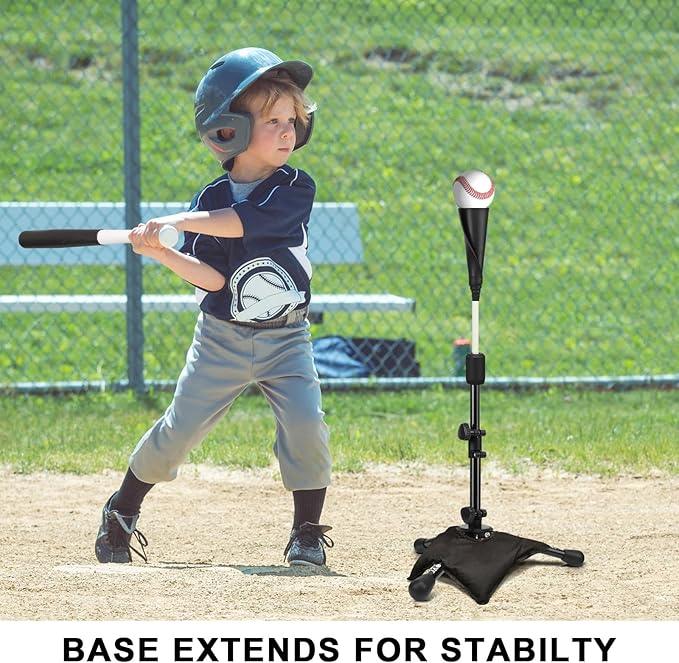 Baseball Tee for Kids,Youth Stand Set,Teeball Set,Youth Baseball,Softball Batting Tee Set,Easy Adjustable Height-StrideForce Fitness