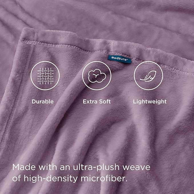 Bedsure Fleece Throw Blanket for Couch Fog Purple - Lightweight Plush Fuzzy Cozy Soft Blankets and Throws for Sofa, 50x60 inches-StrideForce Fitness