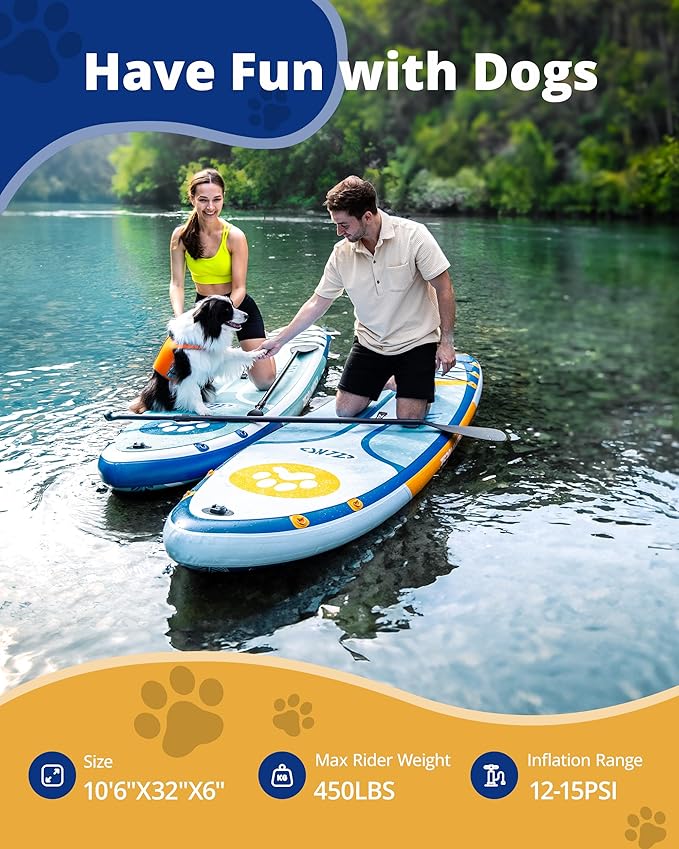 ZLX Inflatable Stand Up Paddle Board, 10'6" SUP Non-Slip Stable Deck Pad, Unique Center Fin, Premium Accessories, Portable Paddleboard for Adults, Beginners, All Skill Levels-StrideForce Fitness