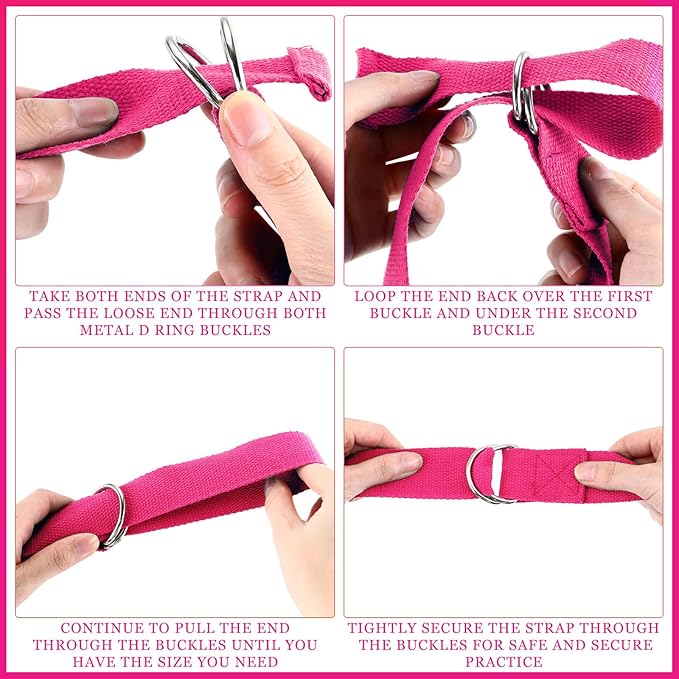 Leyndo 24 Pieces Yoga Strap Stretching Pilates Exercise Adjustable Straps 6 ft Non Elastic Yoga Belt with Adjustable D Ring Buckle for Pilates Gym Workouts Fitness-StrideForce Fitness