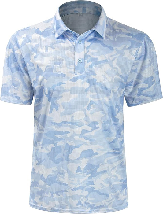 TAPULCO Mens Quick Dry Polo Shirts Camouflage Pattern Performance Athletic Lightweight Breathable Casual Golf Tshirts-StrideForce Fitness