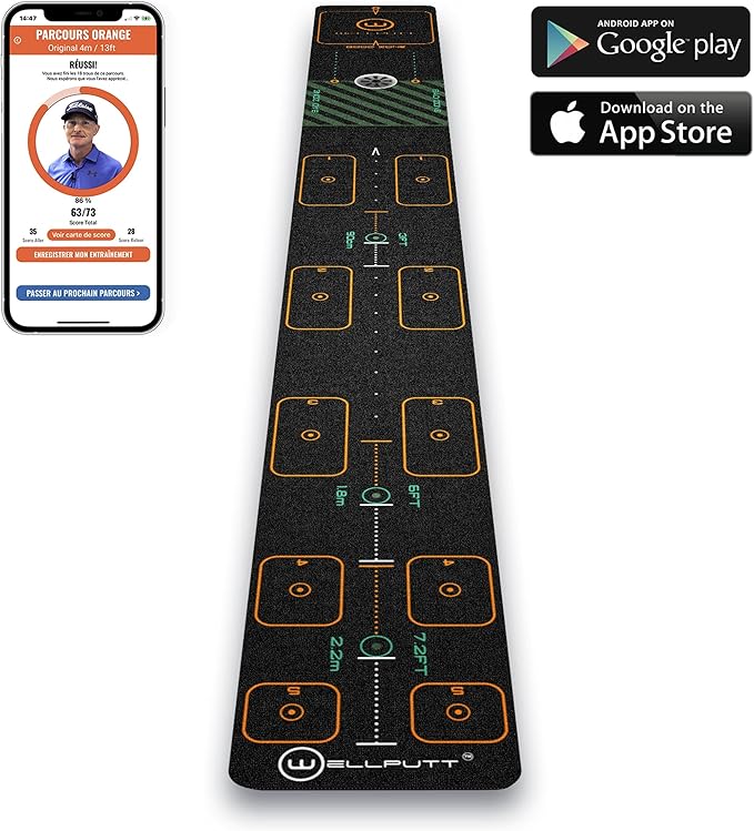 WELLPUTT - Golf Putting Training Mat - 10ft First-StrideForce Fitness