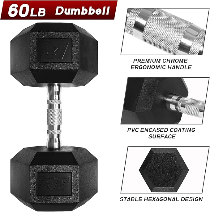 RitFit 5-650 LBS PVC Encased Hex Dumbbell Sets with Optional Rack for Home Gym, Hand weight with Chrome Handle for Strength Training, Workouts-StrideForce Fitness