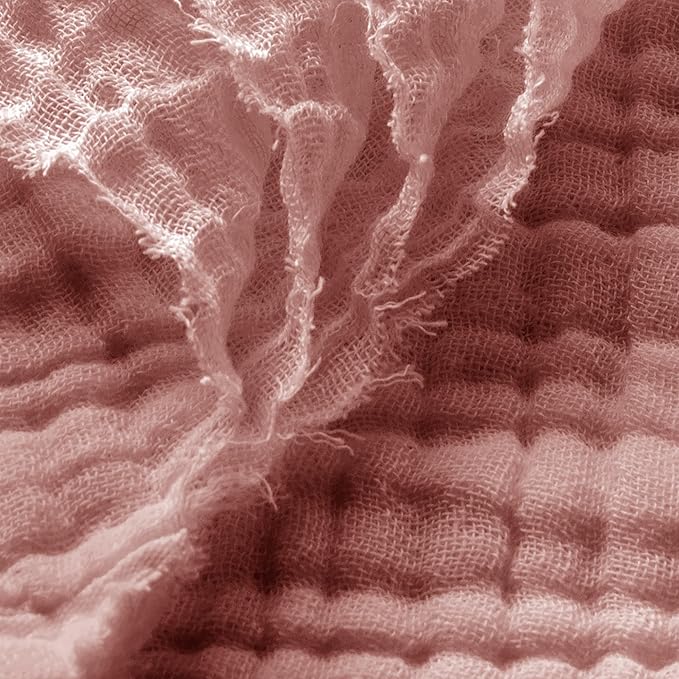 Carriediosa 100% Cotton Muslin Throw Blanket 108" X 90" King Size，4-Layers Summer Gauze Throws for Bed Couch，Soft Lightweight Breathable Linen Blankets Bedspread for Adults All Season，Mauve-StrideForce Fitness