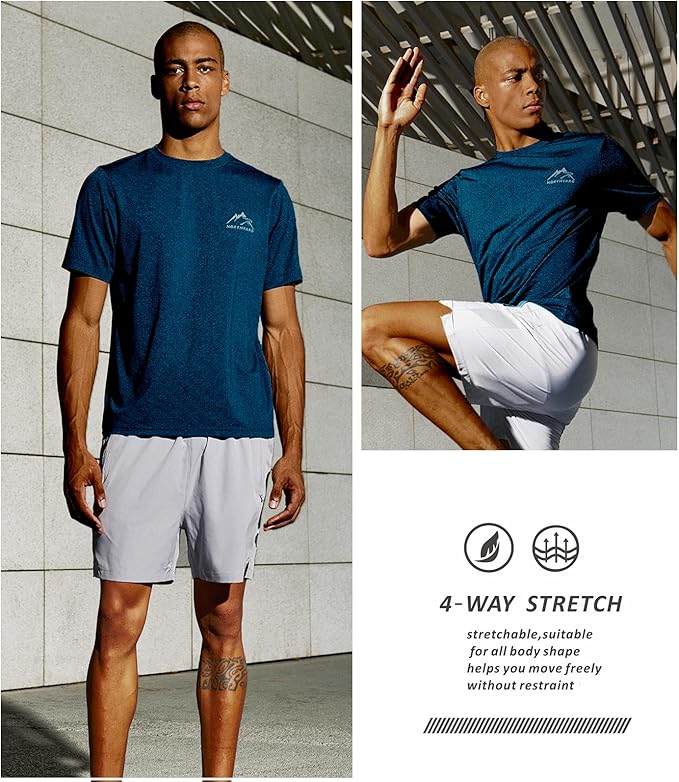 NORTHYARD Men's UPF 50+ Sun Protection Shirts Swim SPF UV Quick Dry Short Sleeve T-Shirts for Athletic Fishing Rash Guard-StrideForce Fitness