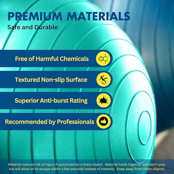 ProBody Pilates Yoga Ball - Fresh Colors Exercise Ball for Stability, Pregnancy, Workout & Physical Therapy-StrideForce Fitness