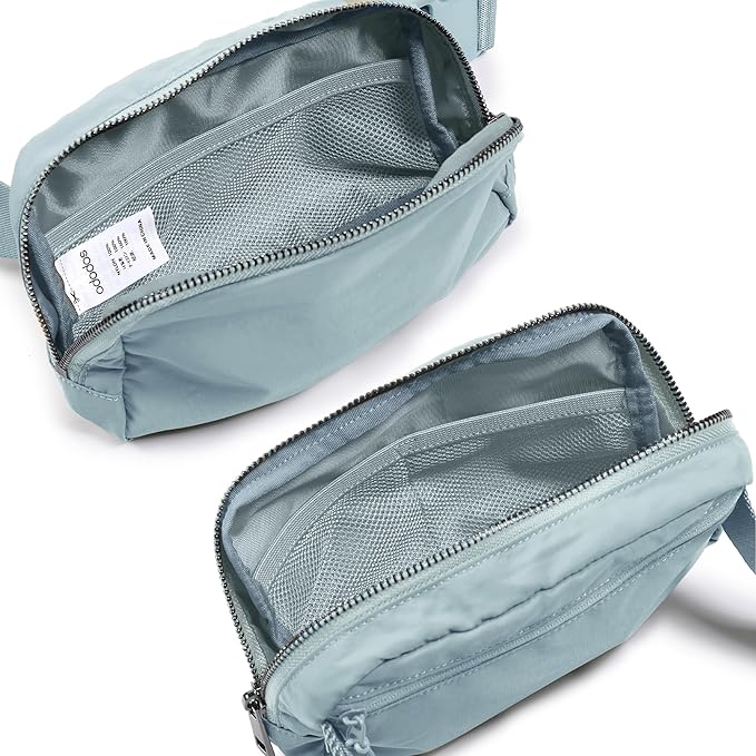 ODODOS Unisex Mini Belt Bag with Adjustable Strap Small Fanny Pack for Workout Running Traveling Hiking, Stone Blue-StrideForce Fitness