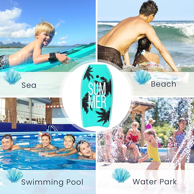 KOTEK 33/37/41 Inch Body Board with Wrist Leash, EPS Core, Dual Channel, HDPE Slick Bottom, Bodyboard for All Skill Levels & Wave Conditions-StrideForce Fitness